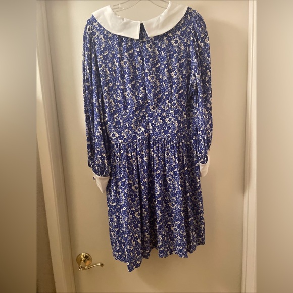 COCO FENNELL BLUE DITSY FLORAL COLLAR VISCOSE CREPE MINI DRESS usa 10 - Picture 7 of 11